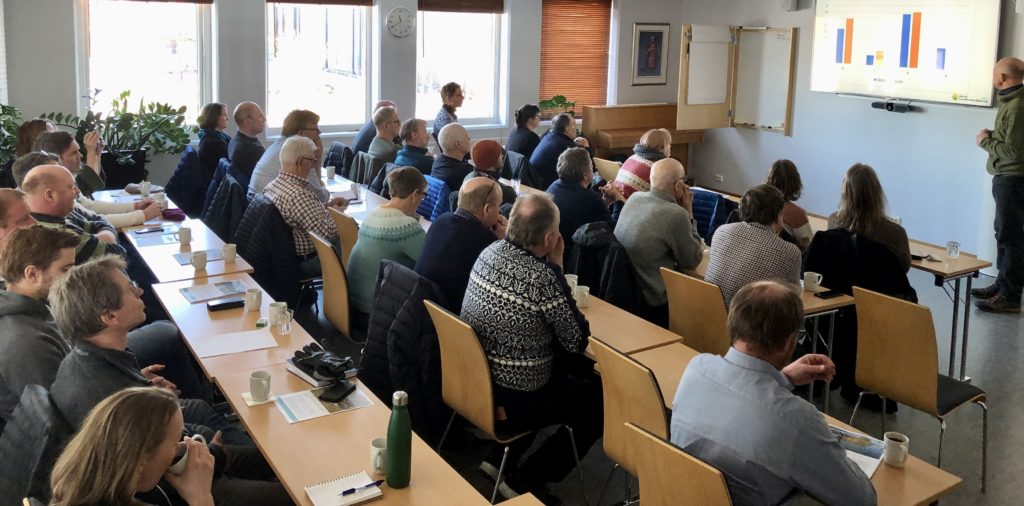 Her er fra møtet med grønnsaksprodusenter 28. februar på Gjennestad. 23 produsenter deltok. Foto Miguel Angel Segarra Valls