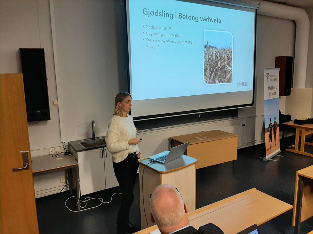 Silja Valand fra NLR Østlandet orienterte om en rekke temaer i sin innledning. Her om gjødsling i Betong vårhvete.
