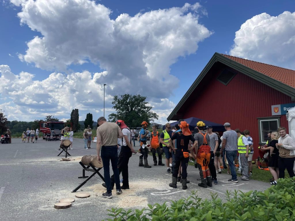 Motorsagtevling er en av flere publikumsvennlige aktiviteter under Minidyrskuen (Foto: Trude Flatland)